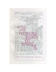 Occasional Papers: On Writing by Janice Rowan Poley